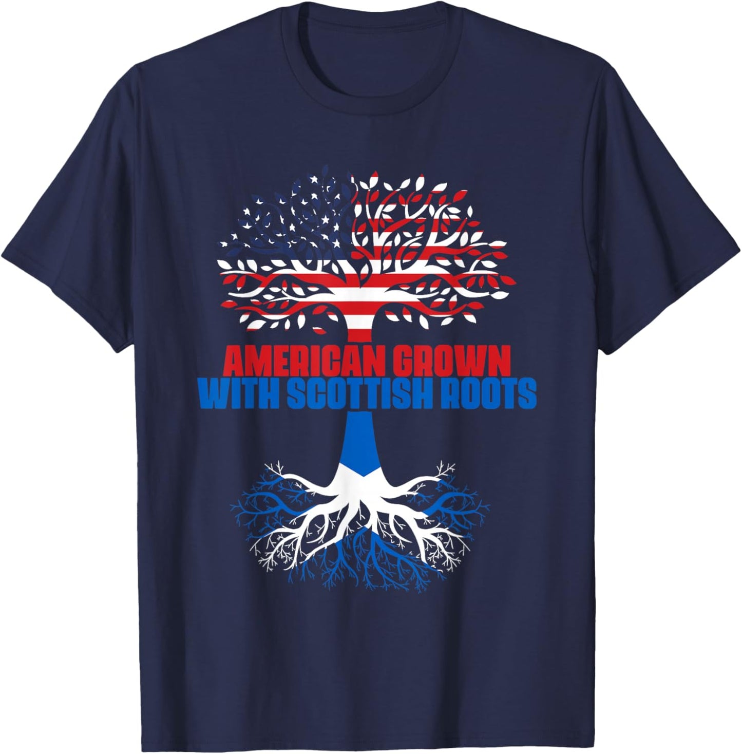 America Scotland Flag Half Scottish Half American Citizen T-Shirt - T-Shirt | Navy