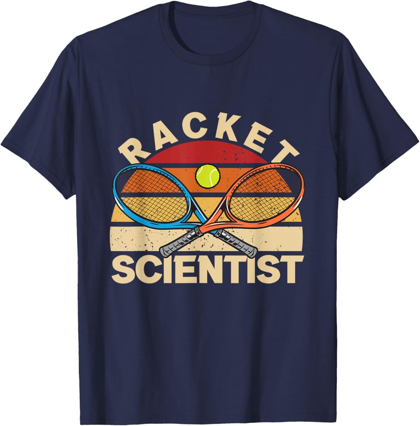 Vintage Racket Scientist | Tennis Ball | Tennis Player T-Shirt - T-Shirt | Navy