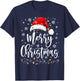 Merry Christmas Lights Red Santa Family Xmas Pajamas T-Shirt - T-Shirt | Navy