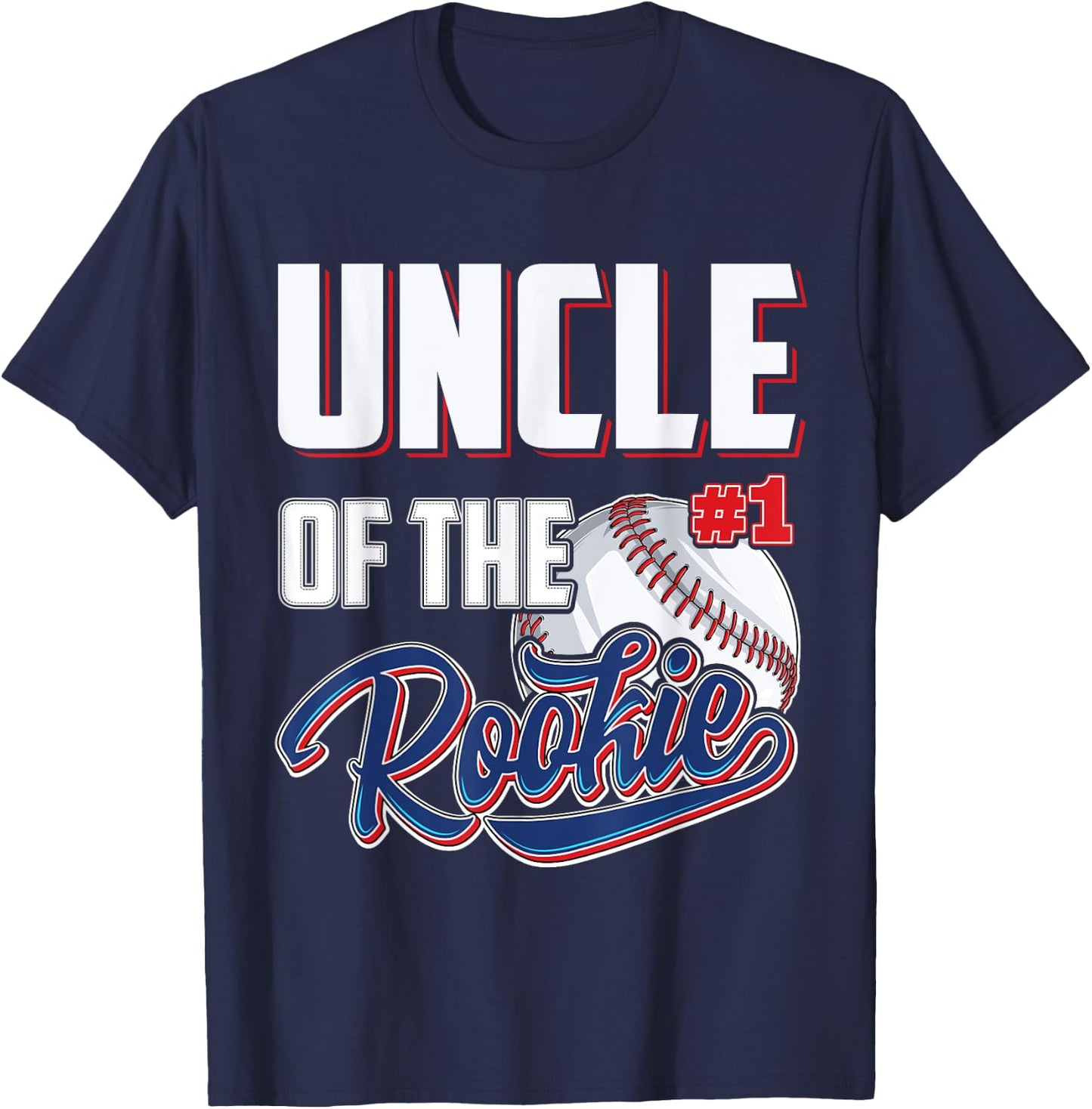Uncle of Rookie 1 Years old Team 1st Birthday Baseball T-Shirt - T-Shirt | Navy