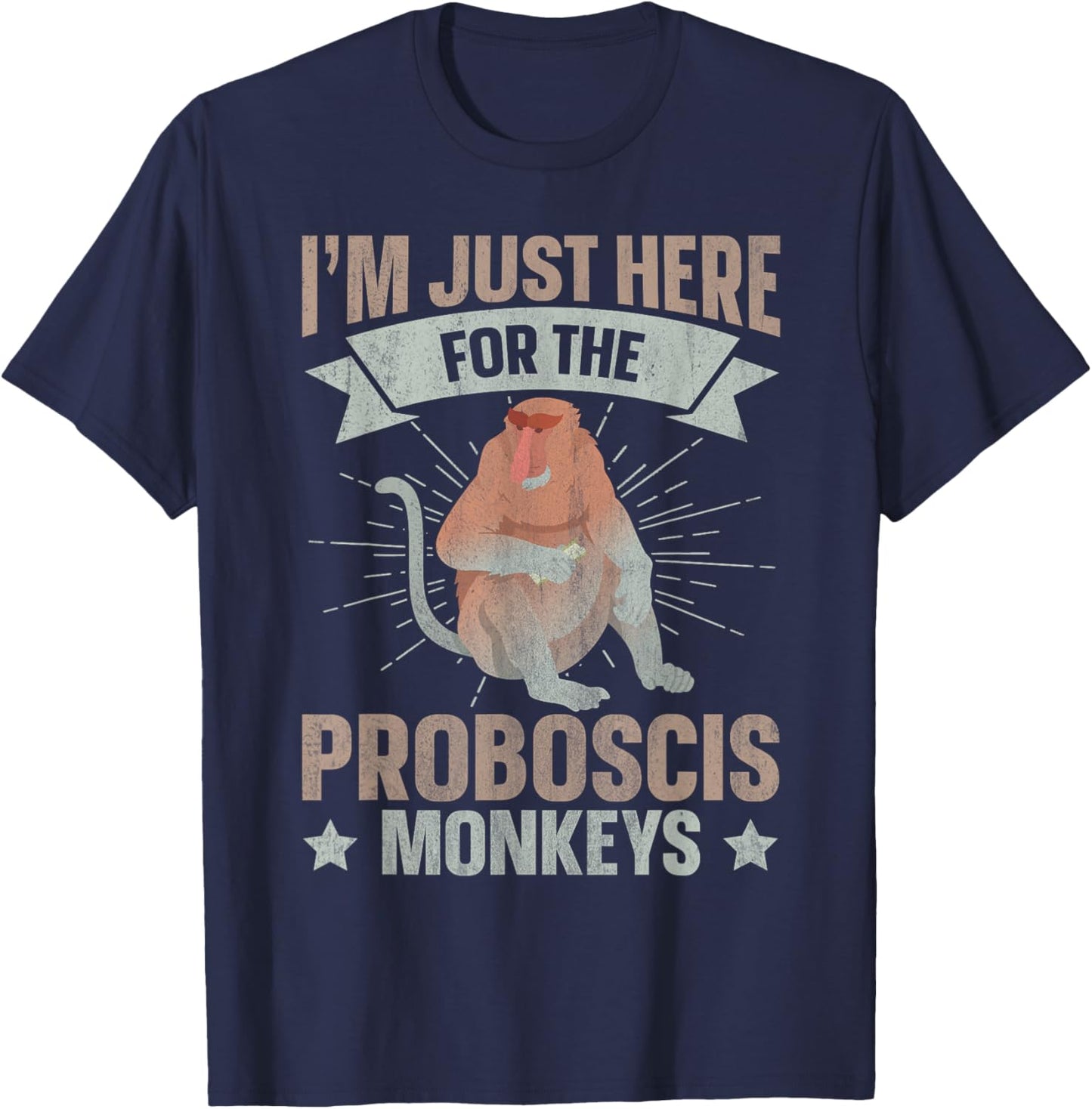 Long Nosed Monkey Design for a Proboscis Monkey Fan T-Shirt - T-Shirt | Navy