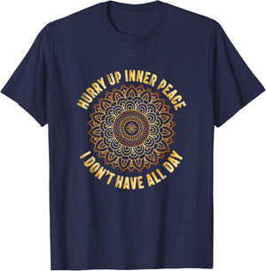 Funny Buddhist Inner Peace Irony Parody Buddhism Mantra Yoga T-Shirt - T-Shirt | Navy