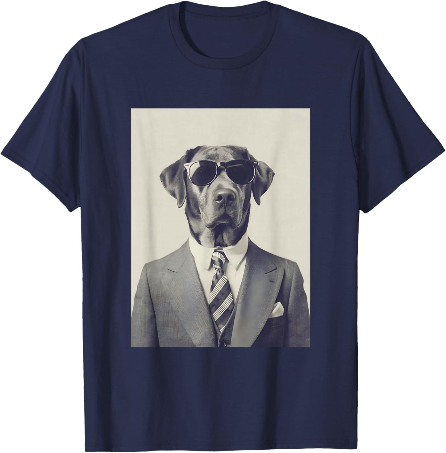 Dog in Suit Funny Dog T-Shirt - T-Shirt | Navy