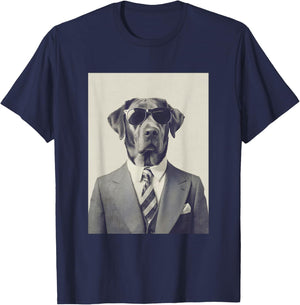 Dog in Suit Funny Dog T-Shirt - T-Shirt | Navy