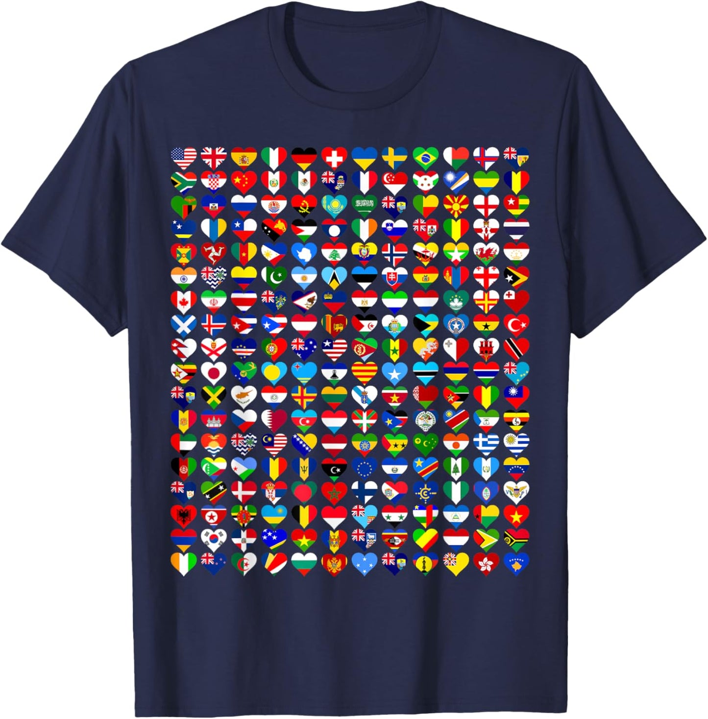 Heart Flags All Countries Flags Of The World Flags Unity Day T-Shirt - T-Shirt | Navy