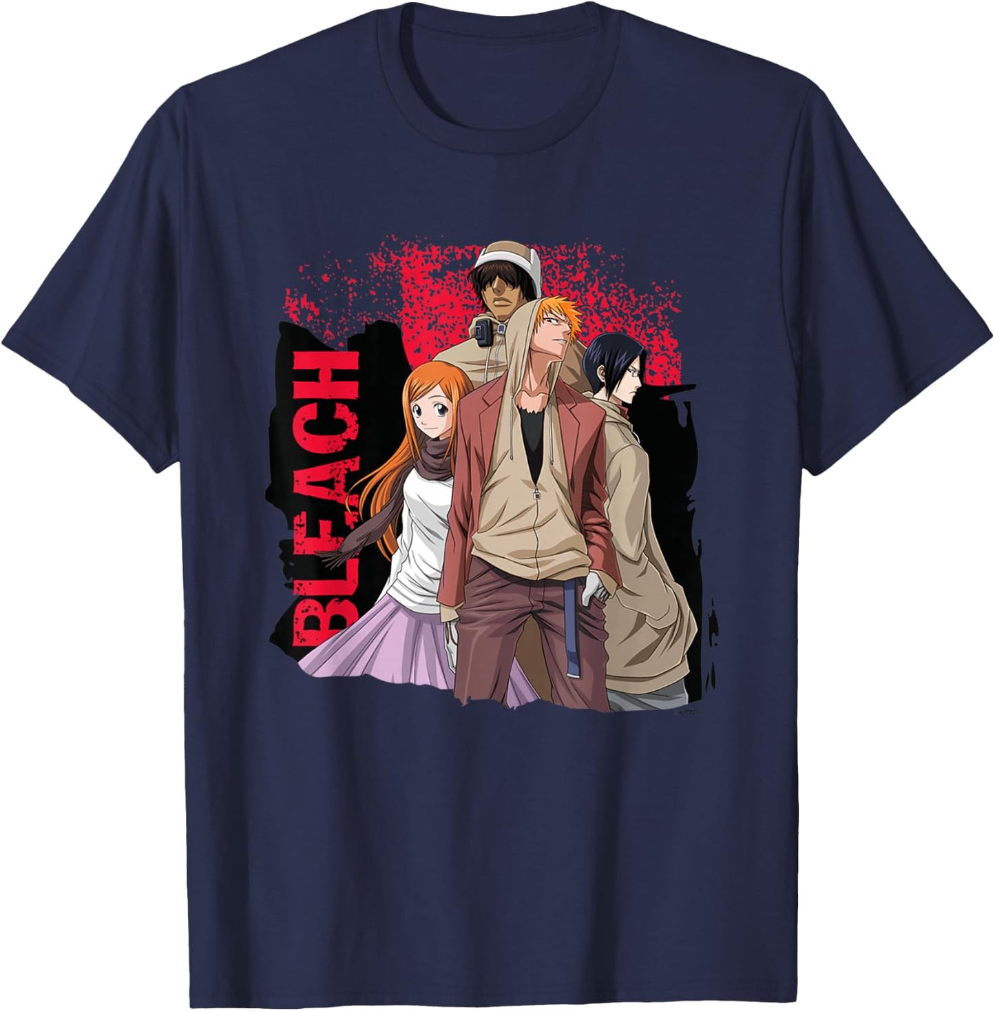 Bleach Ichigo Hood and Characters Streetwear Anime T-Shirt - T-Shirt | Navy