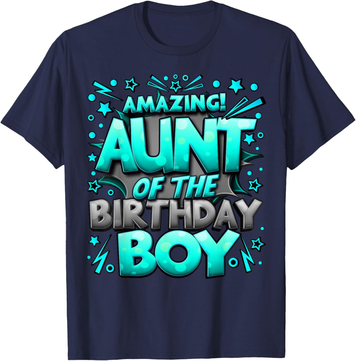 Aunt of the Birthday Boy Matching Family Of Boy Party T-Shirt - T-Shirt | Navy