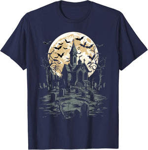 Halloween Spooky Haunted Mansion T-Shirt - T-Shirt | Navy