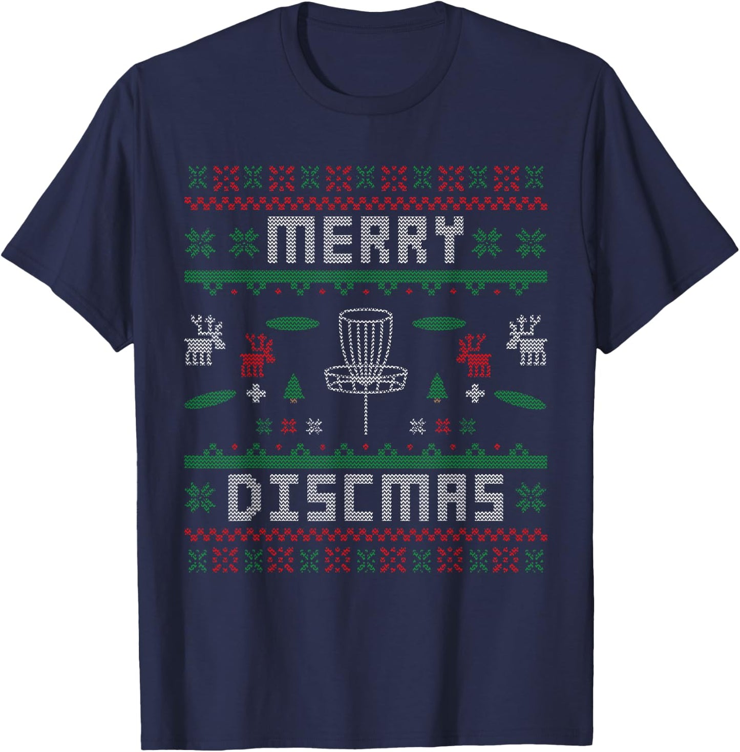 Merry Discmas Disc Golf Ugly Dad Uncle T-Shirt - T-Shirt | Navy