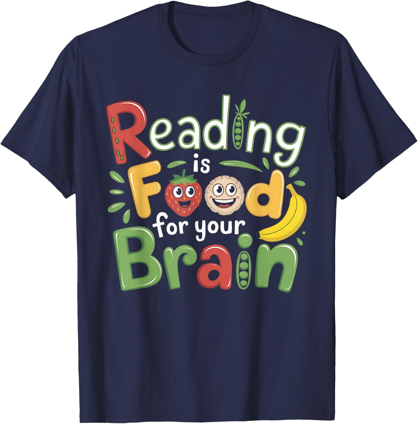 Reading Is Food For Your Brain Children's Books Kids T-Shirt - T-Shirt | Navy