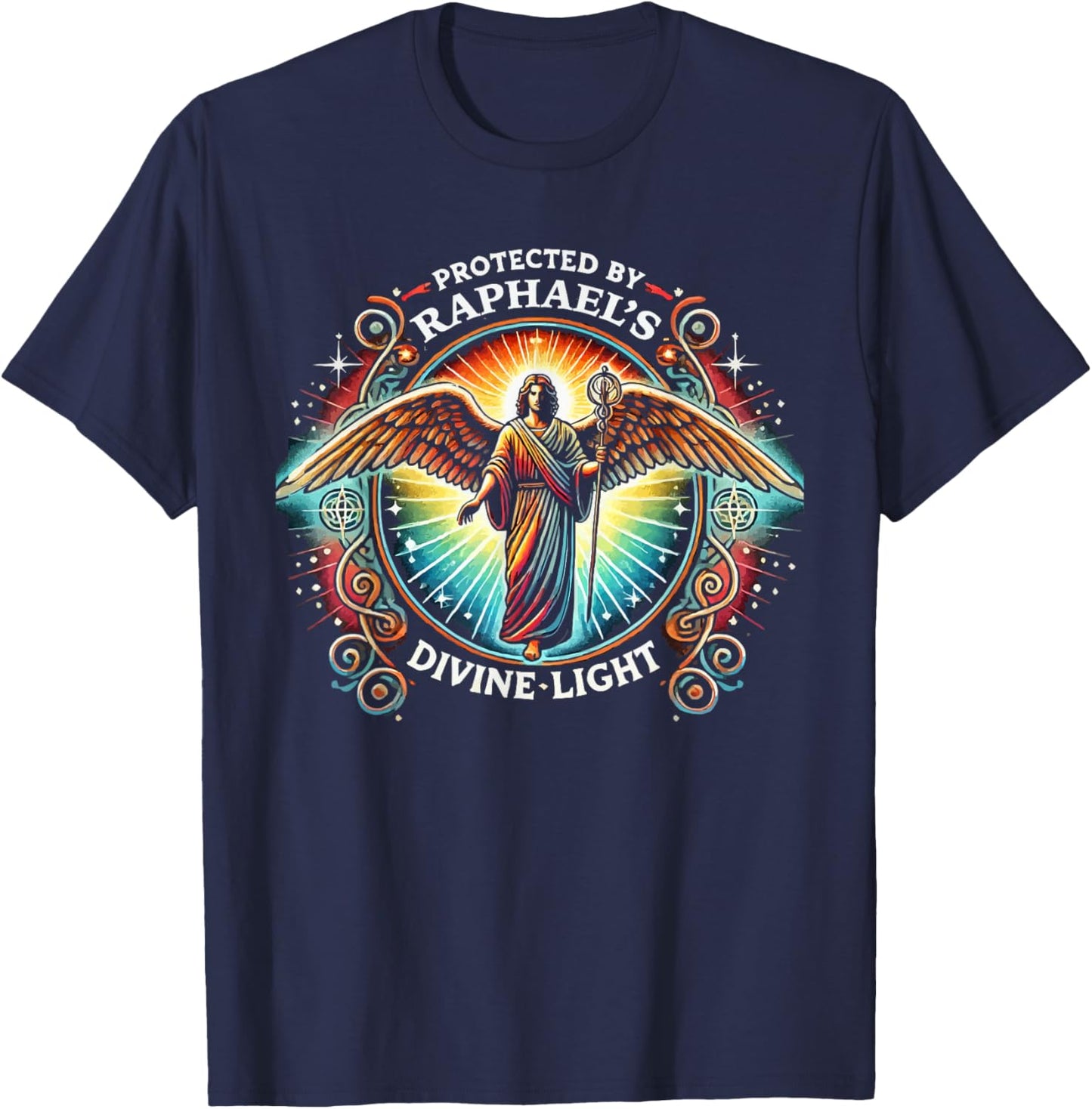 Archangel Raphael Catholic Christianity Guardian Angel T-Shirt - T-Shirt | Navy