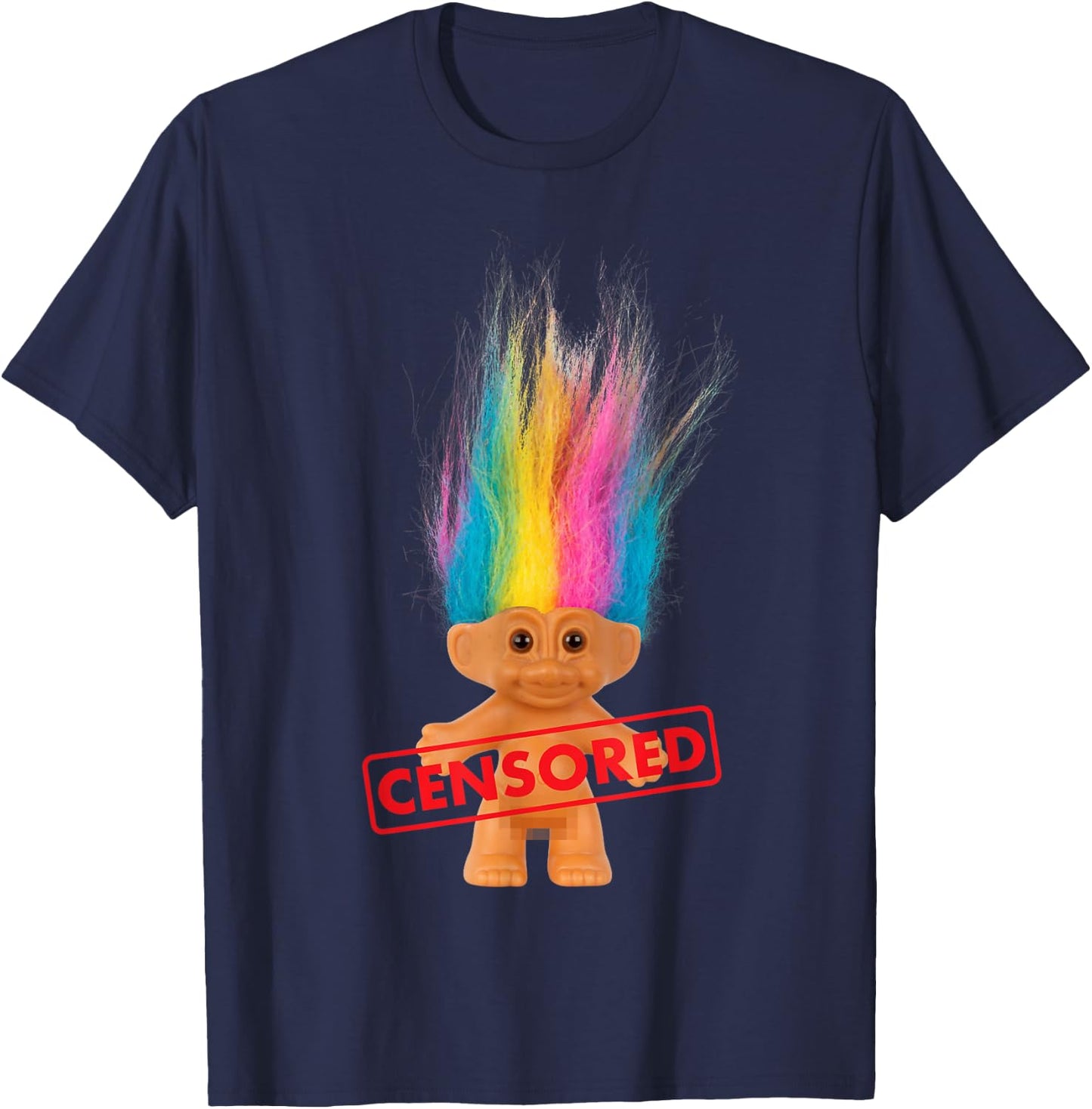DreamWorks Trolls Censored Rainbow Hair T-Shirt - T-Shirt | Navy
