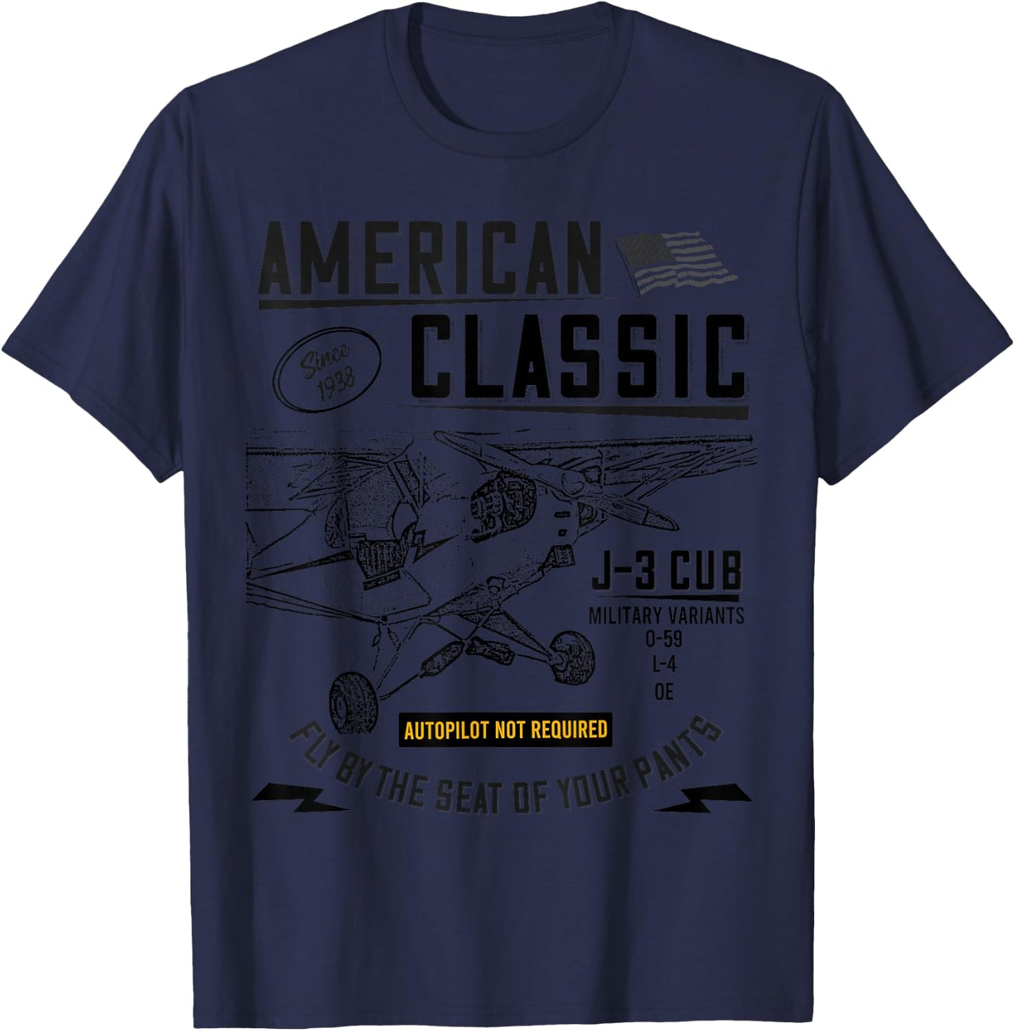 Piper Cub Airplane An American Classic T-Shirt - T-Shirt | Navy
