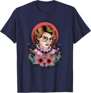 Stranger Things Barb Floral Demogorgon Tattoo Print T-Shirt - T-Shirt | Navy