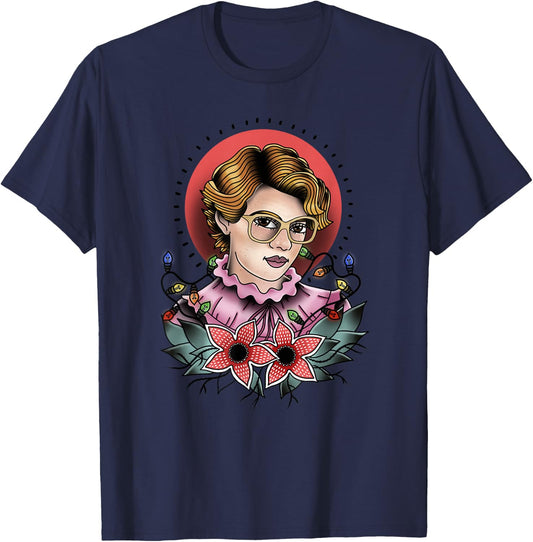 Stranger Things Barb Floral Demogorgon Tattoo Print T-Shirt - T-Shirt | Navy