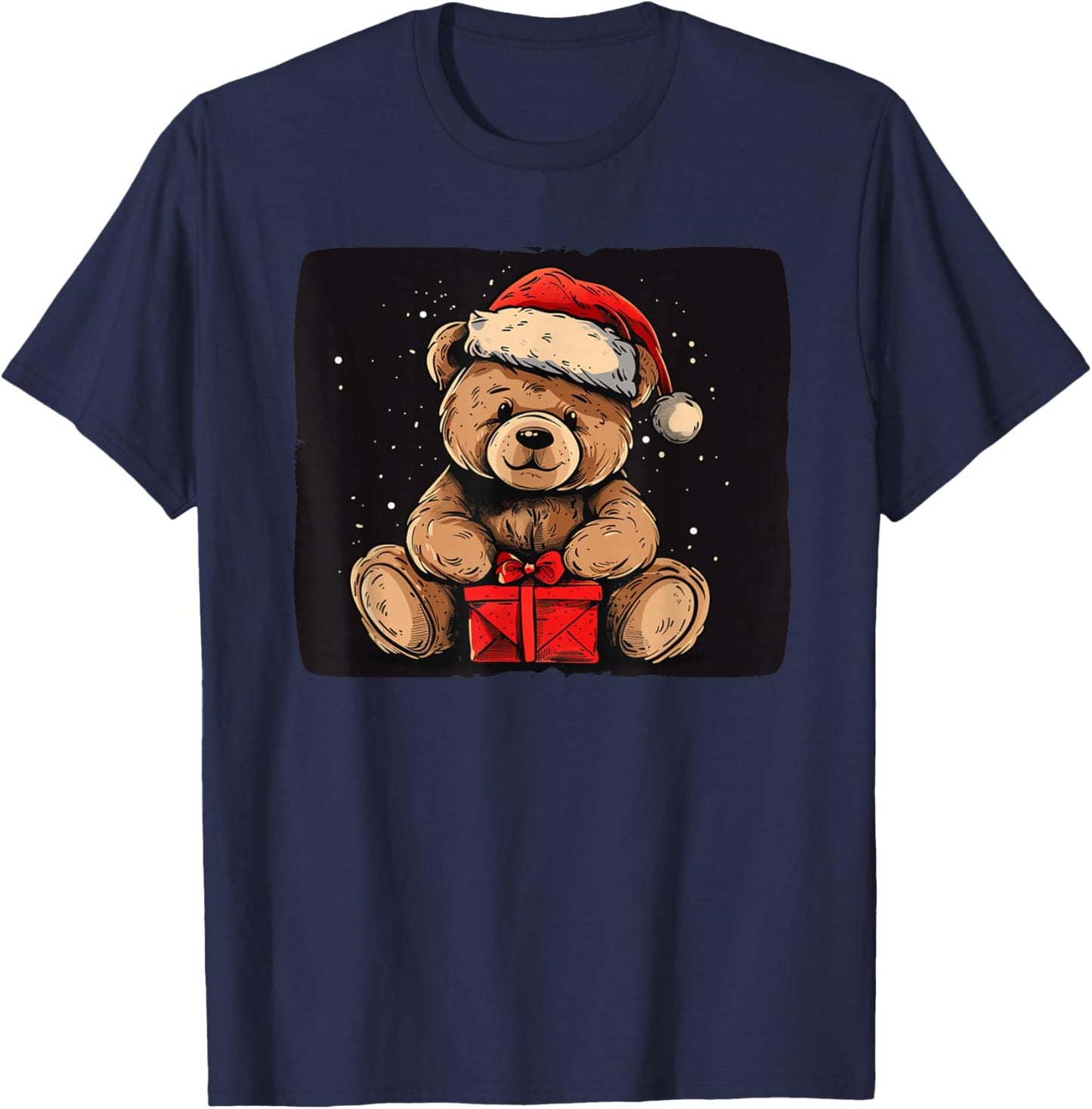 Friendly Teddy Bear in Christmas Season T-Shirt - T-Shirt | Navy