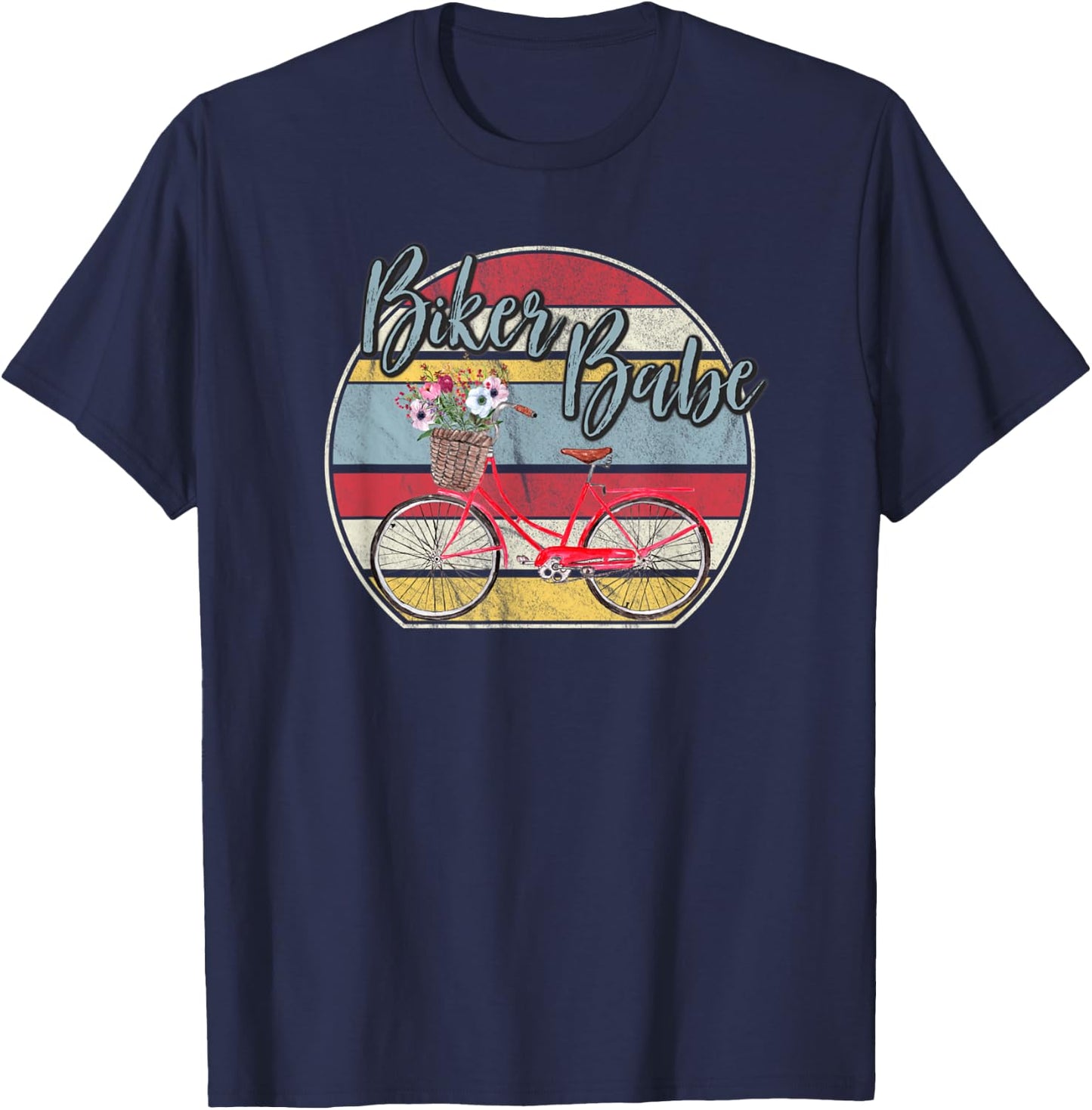 Biker Shirt Biker Babe Bicycle Cyclist Gear Gift T-Shirt - T-Shirt | Navy