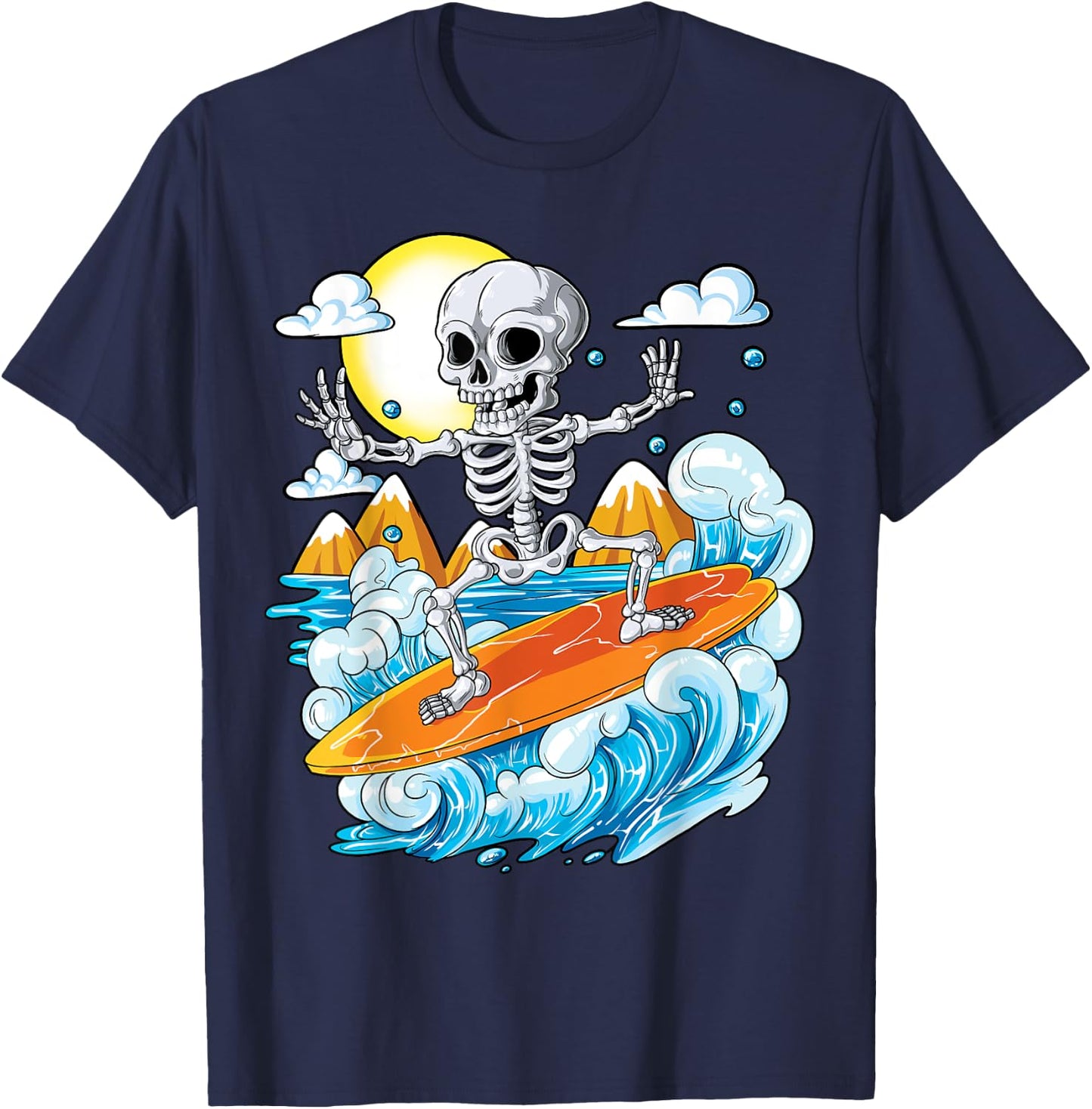Skeleton Surfing Halloween Hawaii Hawaiian Men Women Surfer T-Shirt - T-Shirt | Navy