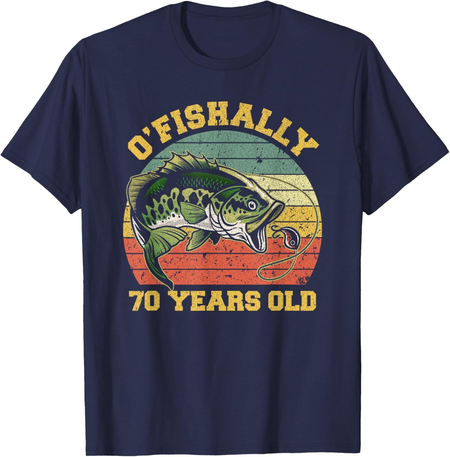 O'Fishally 70 Years Old Fishing Birthday Theme Party 70th T-Shirt - T-Shirt | Navy