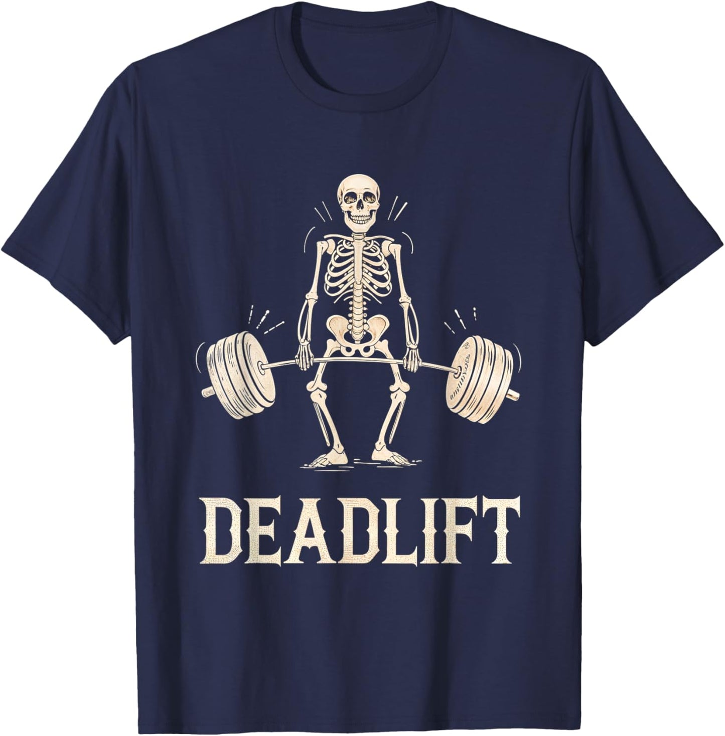 Deadlift Skeleton Weightlifting Gym Fitness Workout T-Shirt - T-Shirt | Navy