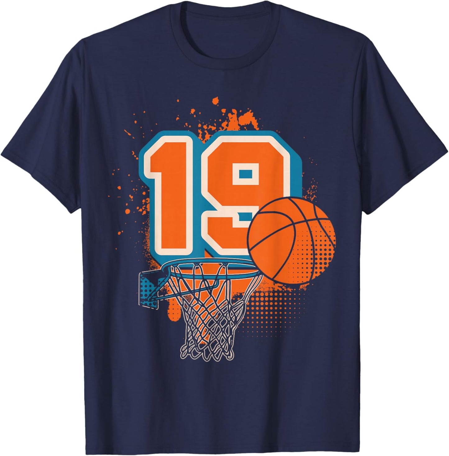 19th Birthday Boy Basketball Player Basketball 19 Years Old T-Shirt - T-Shirt | Navy