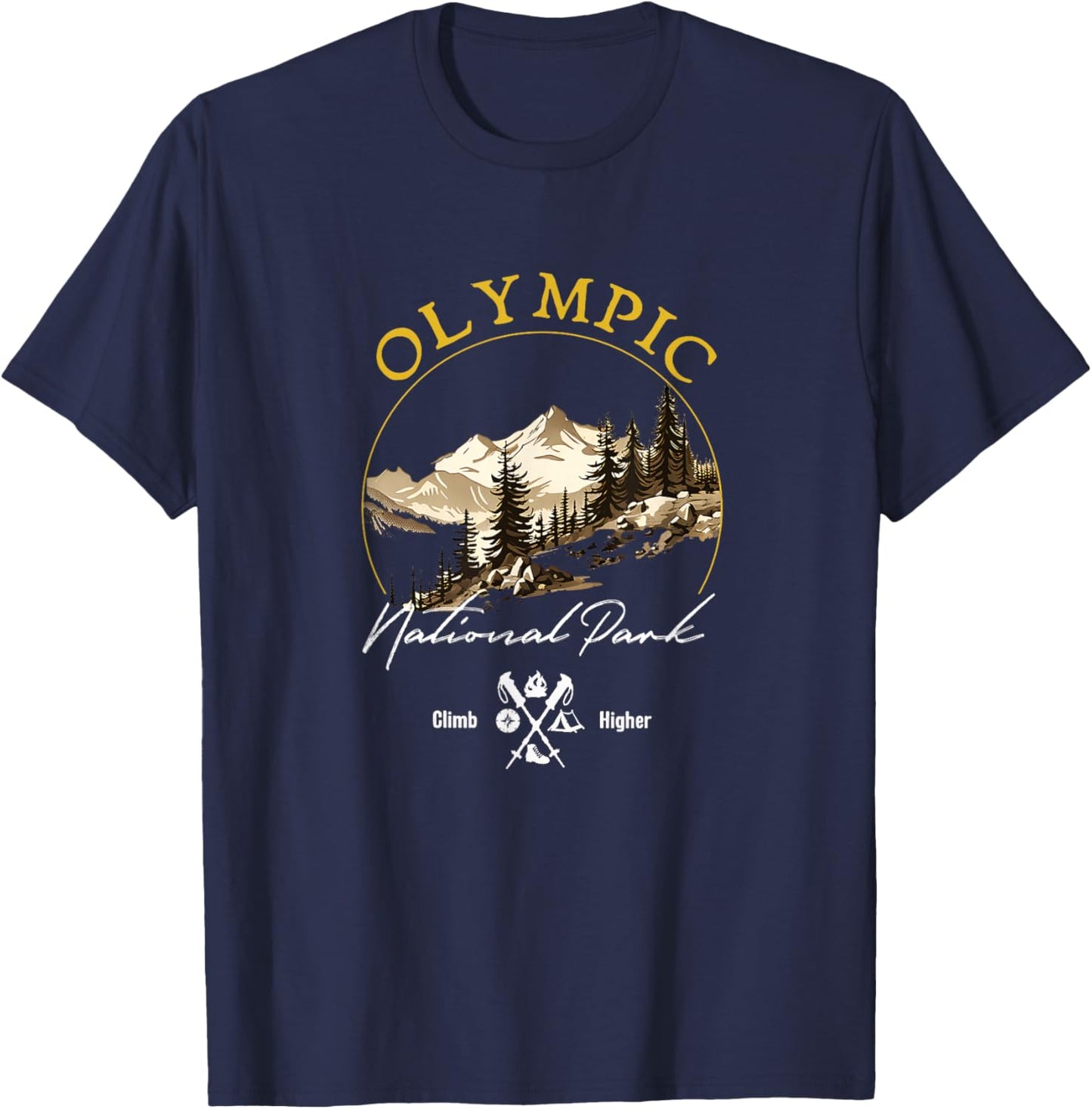 Olympic National Park Retro Vintage Apparel - Souvenir T-Shirt - T-Shirt | Navy