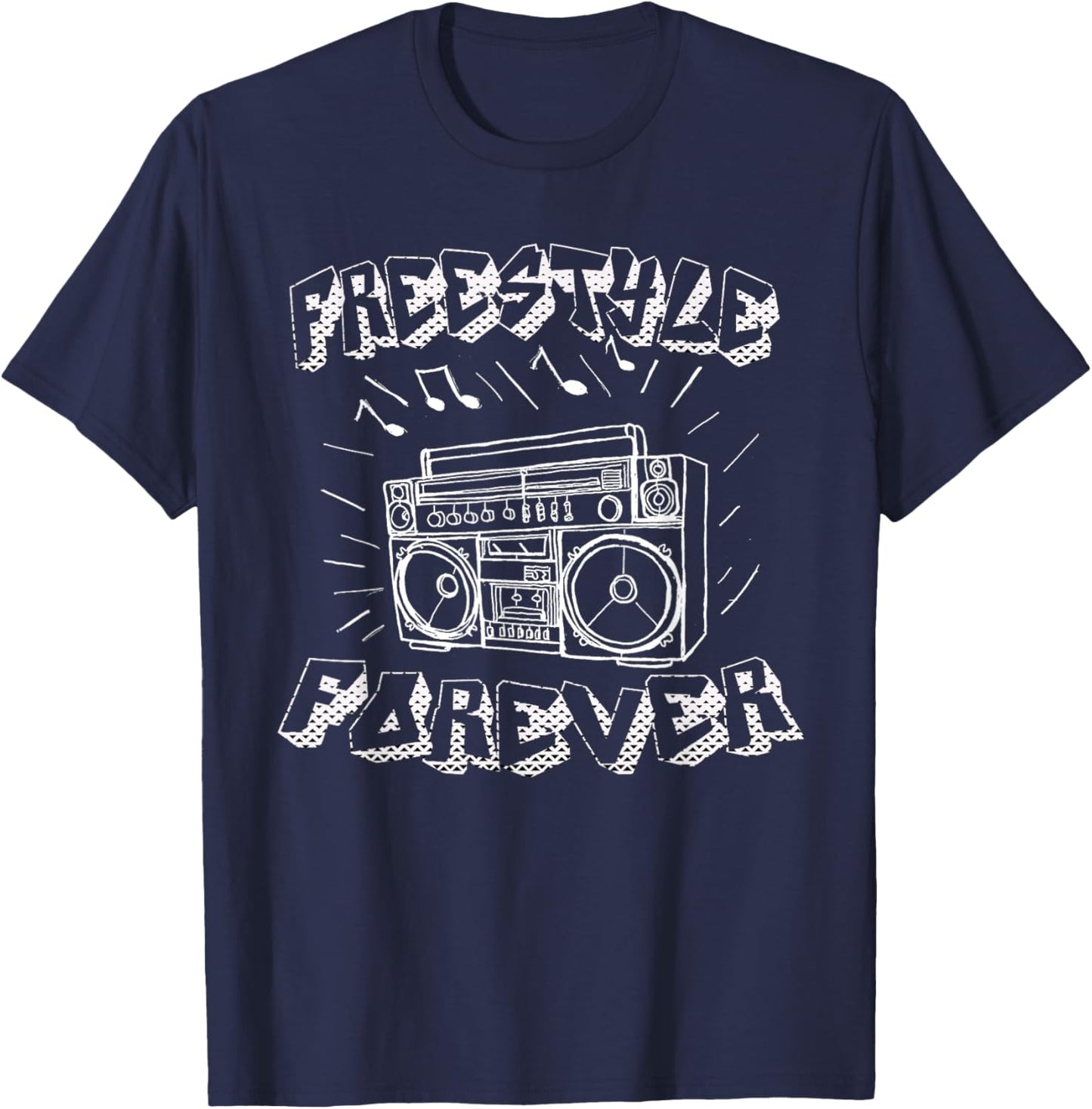 Freestyle Forever Graffiti Boombox 80's Music T-Shirt - T-Shirt | Navy