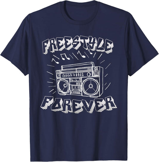 Freestyle Forever Graffiti Boombox 80's Music T-Shirt - T-Shirt | Navy