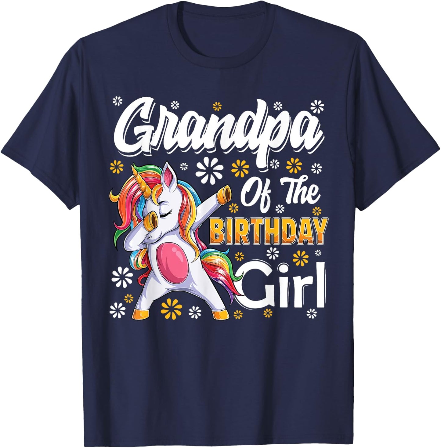 awesome dabbing unicorn birthday Grandpa Family Matching T-Shirt - T-Shirt | Navy