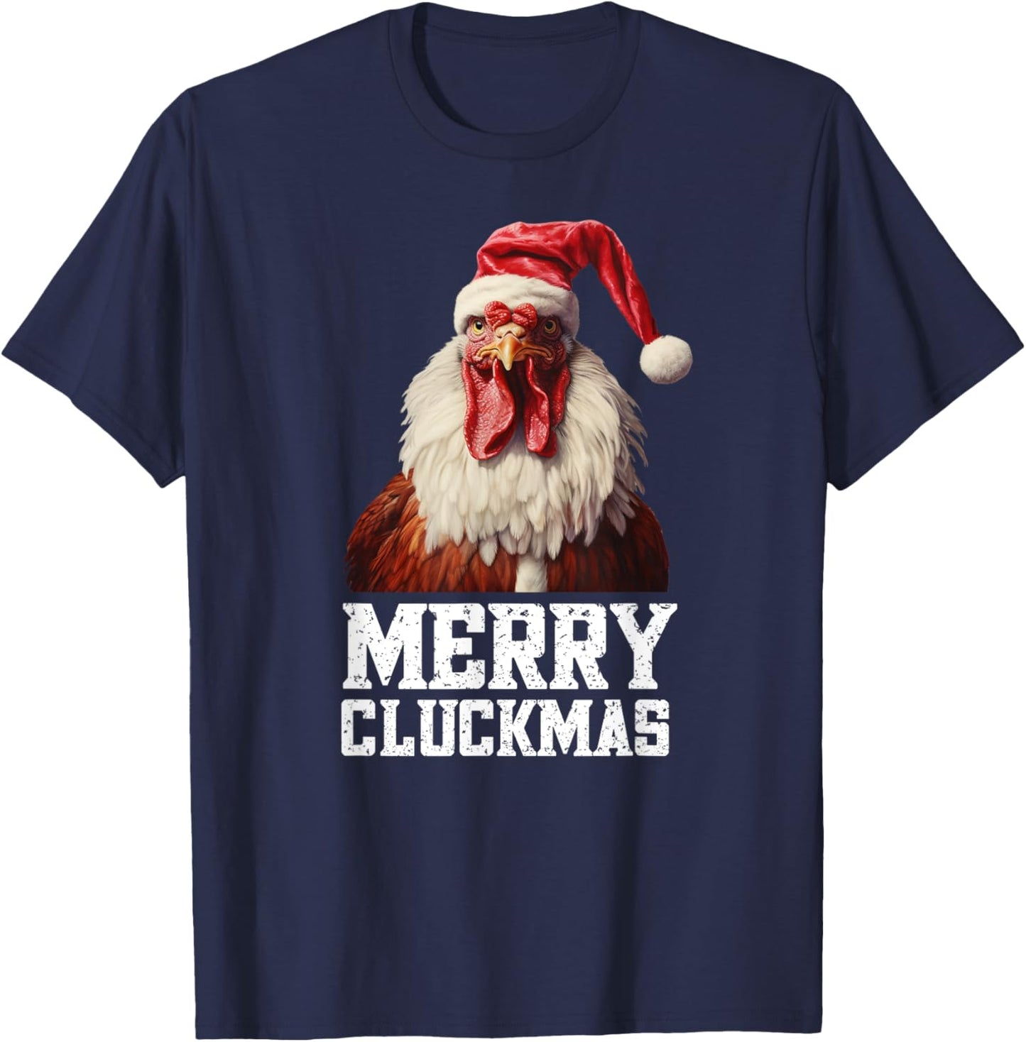 Funny Chicken Santa Farm Bird Xmas Humor Rooster Christmas T-Shirt - T-Shirt | Navy
