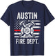 Austin Texas Fire Department Thin Red Line Fireman T-Shirt - T-Shirt | Navy