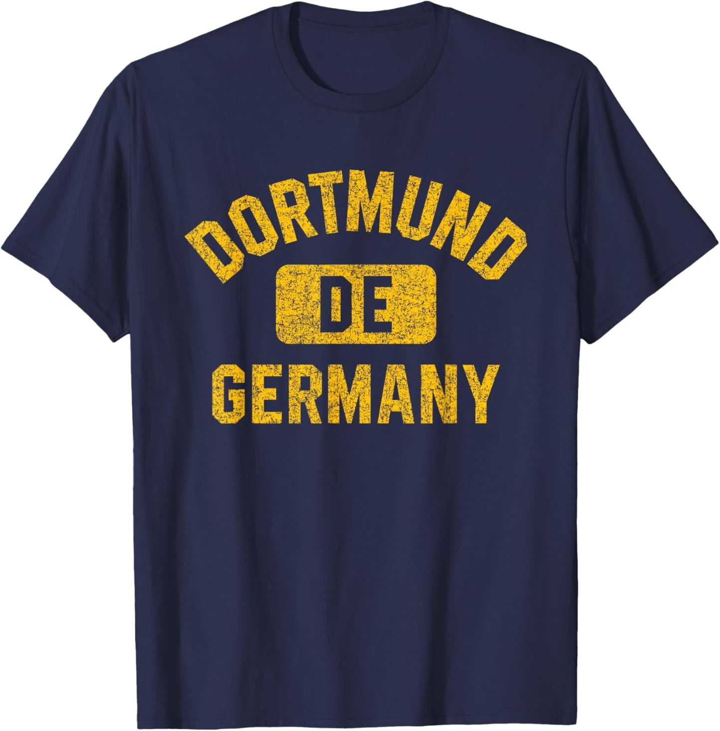 Dortmund Germany DE Gym Style Distressed Amber Print T-Shirt - T-Shirt | Navy