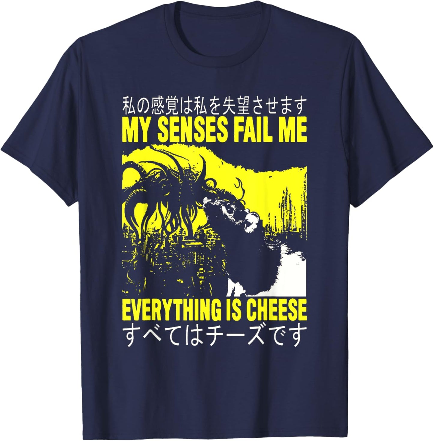 My Senses Fail Me Rat Everything is Cheese Rat T-Shirt - T-Shirt | Navy