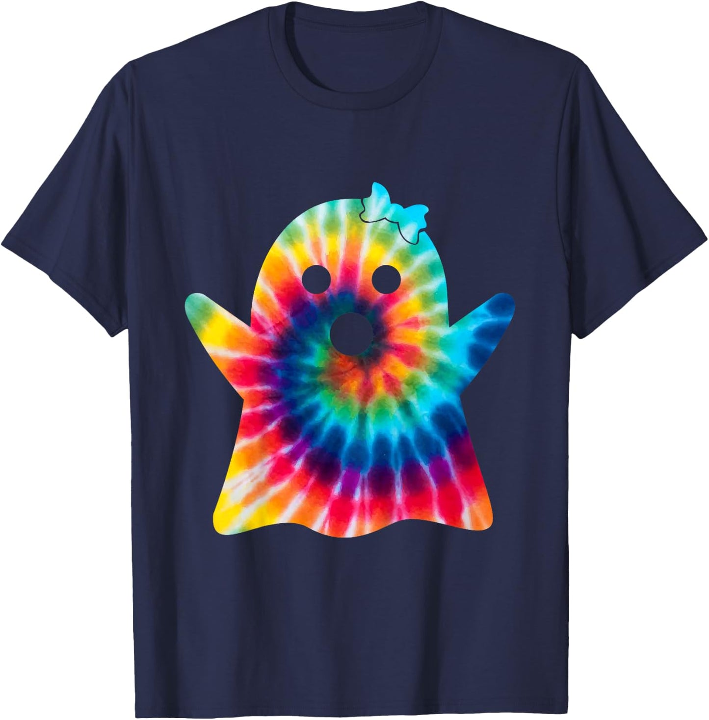 Kids Funny Ghost Costume Tie Dye For Girls Halloween Party 2024 T-Shirt - T-Shirt | Navy