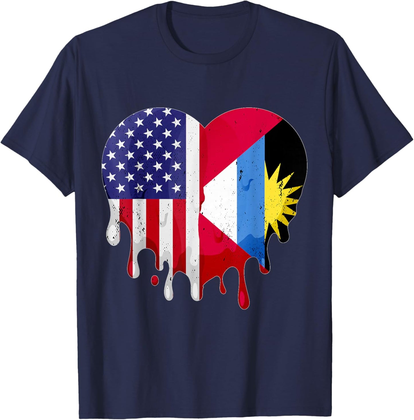 Antigua American Patriot Grown Country Melting Heart T-Shirt - T-Shirt | Navy