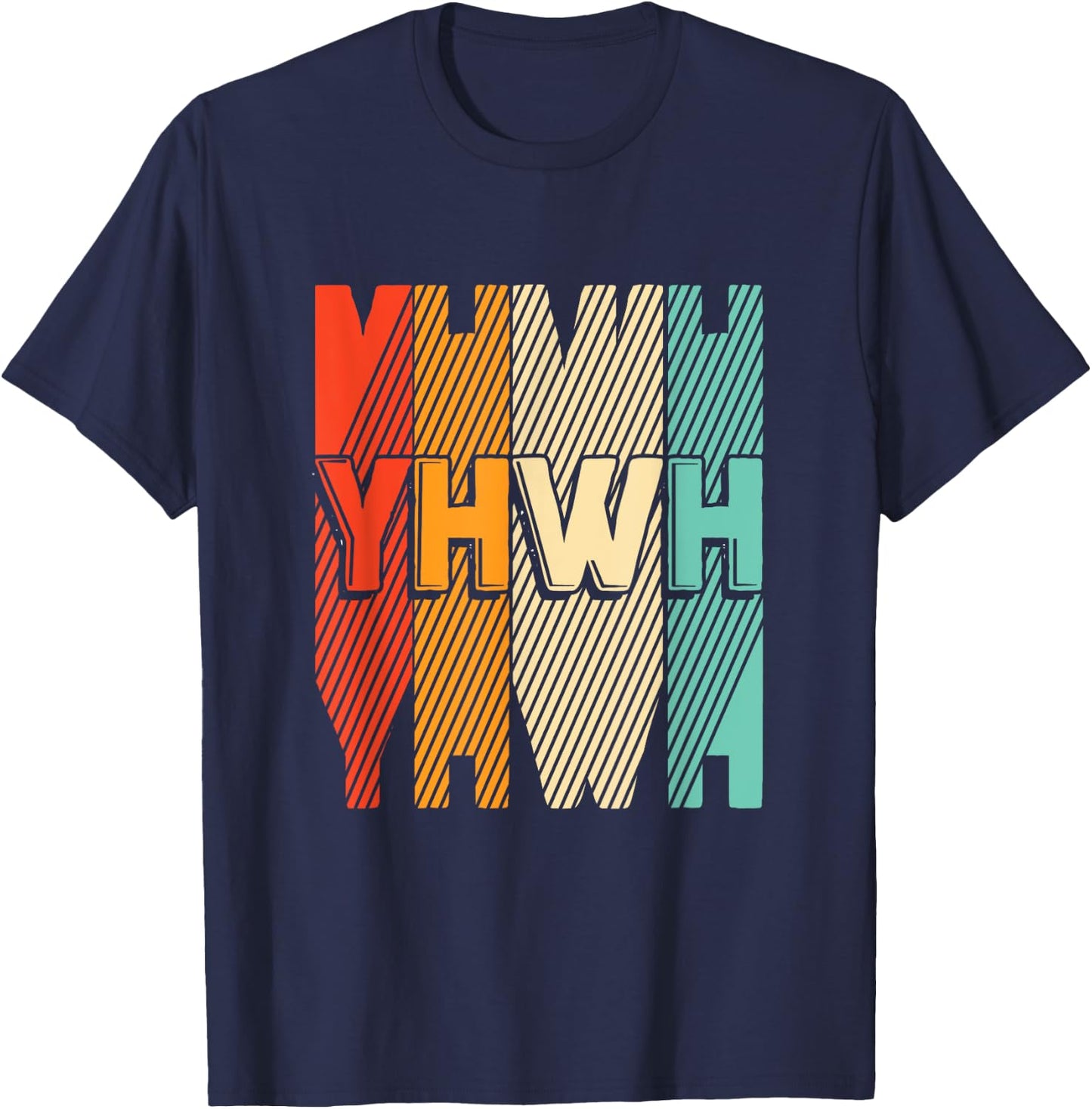 Retro Vintage Paleo Hebrew God Of Israel Yahweh Yhwh T-Shirt - T-Shirt | Navy