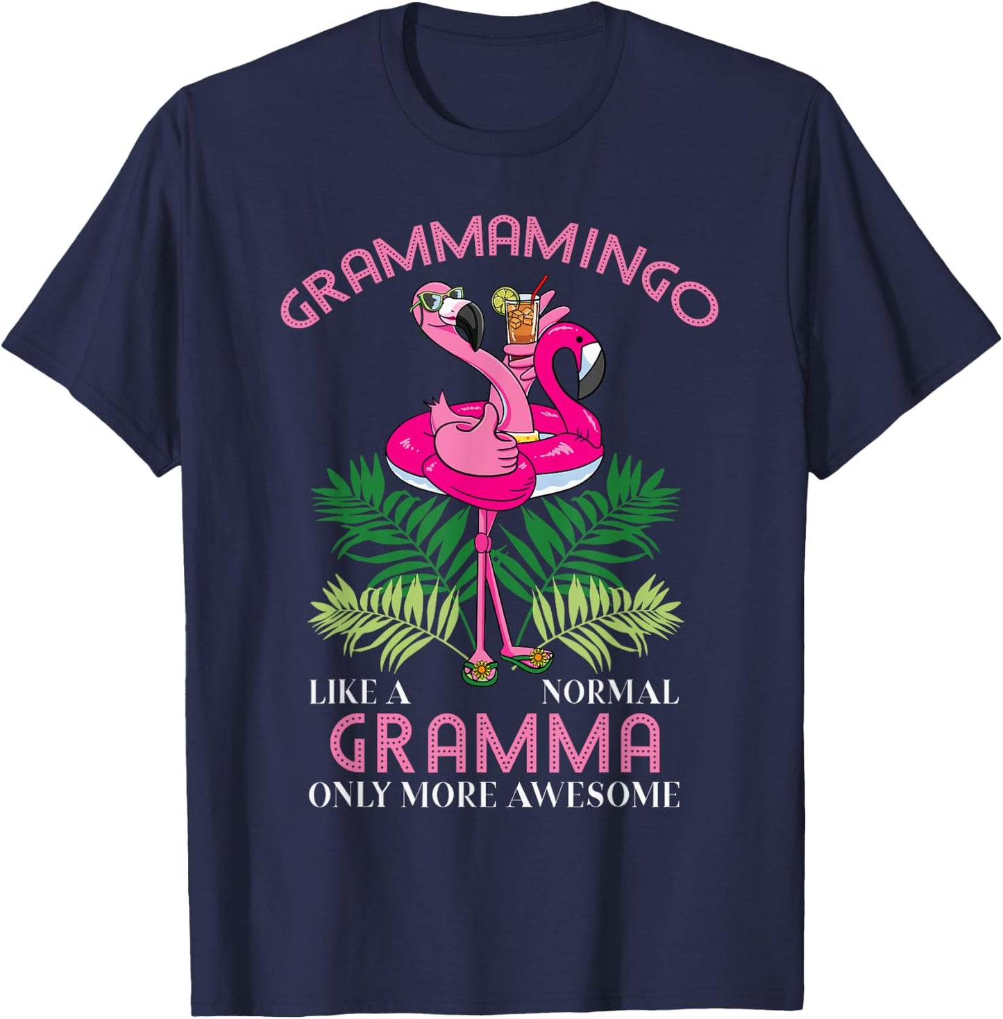 Grammamingo Gramma Flamingo Lover Grandma Grandmother T-Shirt - T-Shirt | Navy