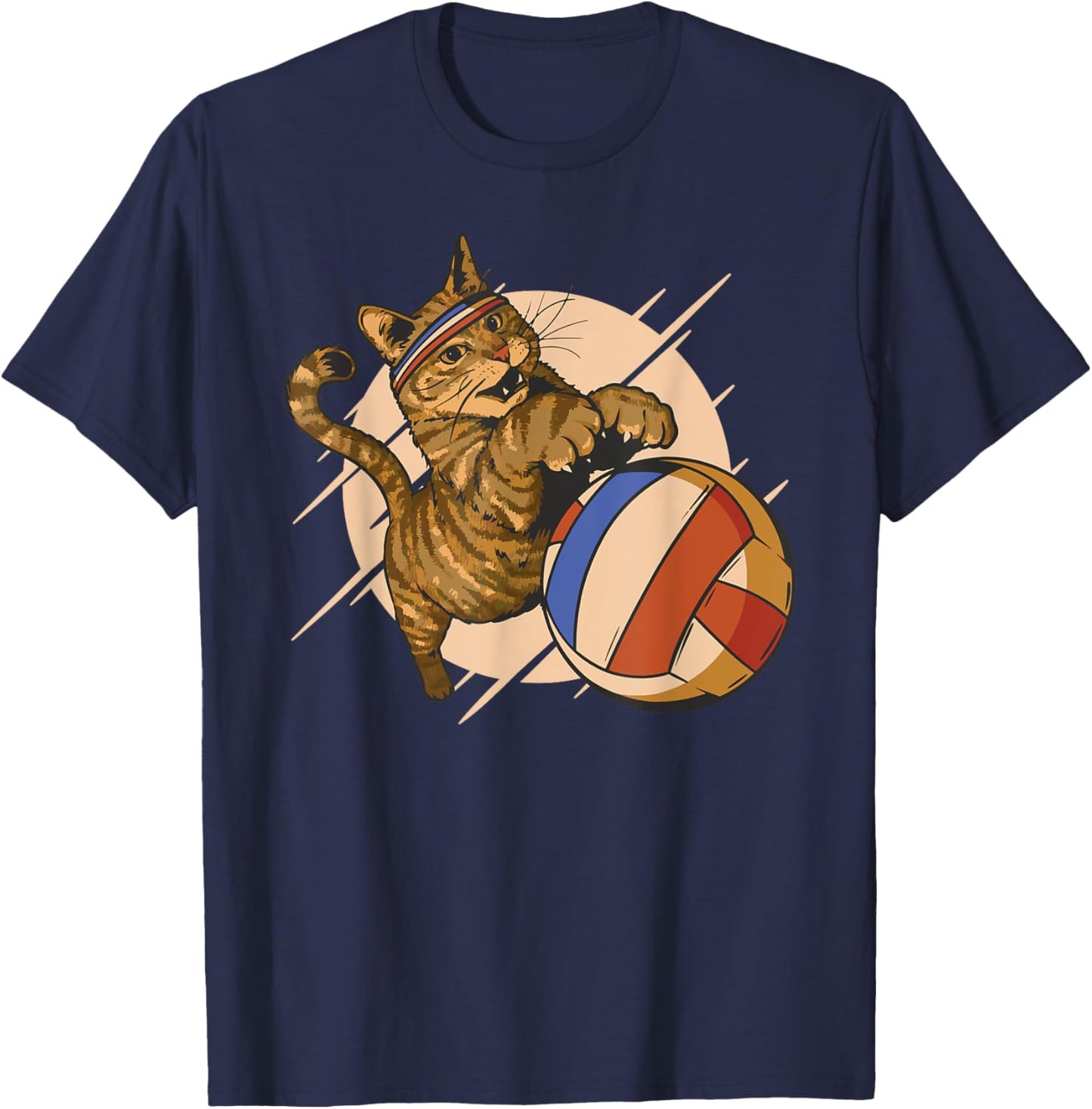 Funny cat plays volleyball women children T-Shirt - T-Shirt | Navy