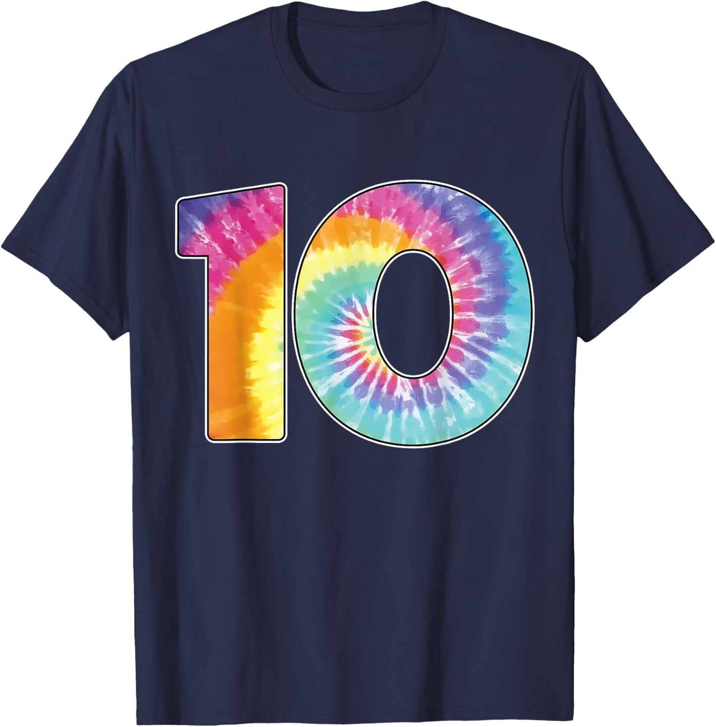 Number 10 Team Event Shirt or 10th Birthday Tie Dye Gift T-Shirt - T-Shirt | Navy
