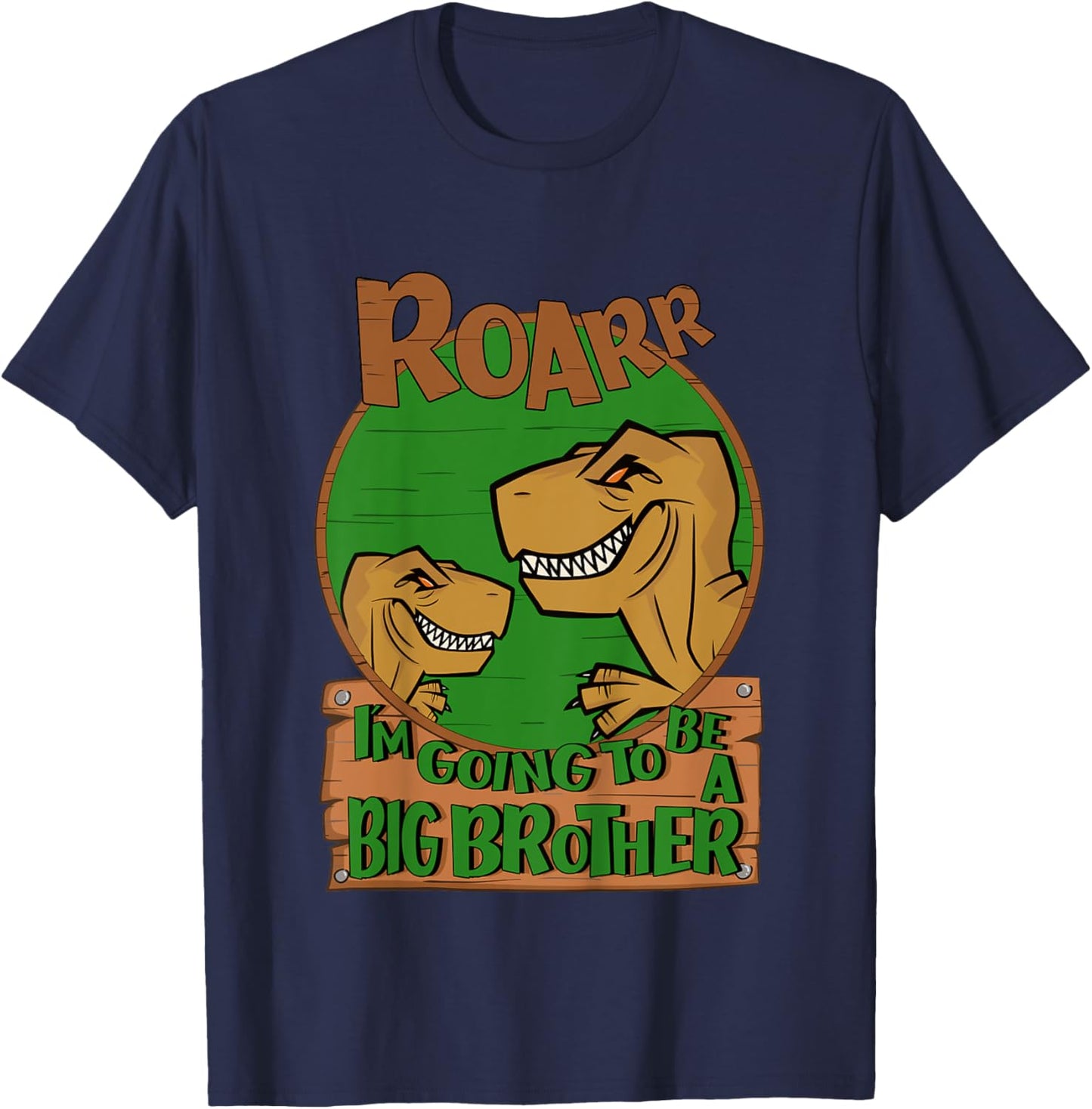 Kids Dinosaur I'm Gonna Be A Big Brother Announcement Baby Reveal T-Shirt - T-Shirt | Navy