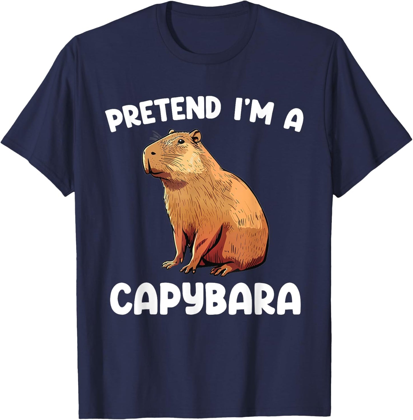 Pretend I'm A Capybara Funny Lazy Halloween Capybara Costume T-Shirt - T-Shirt | Navy