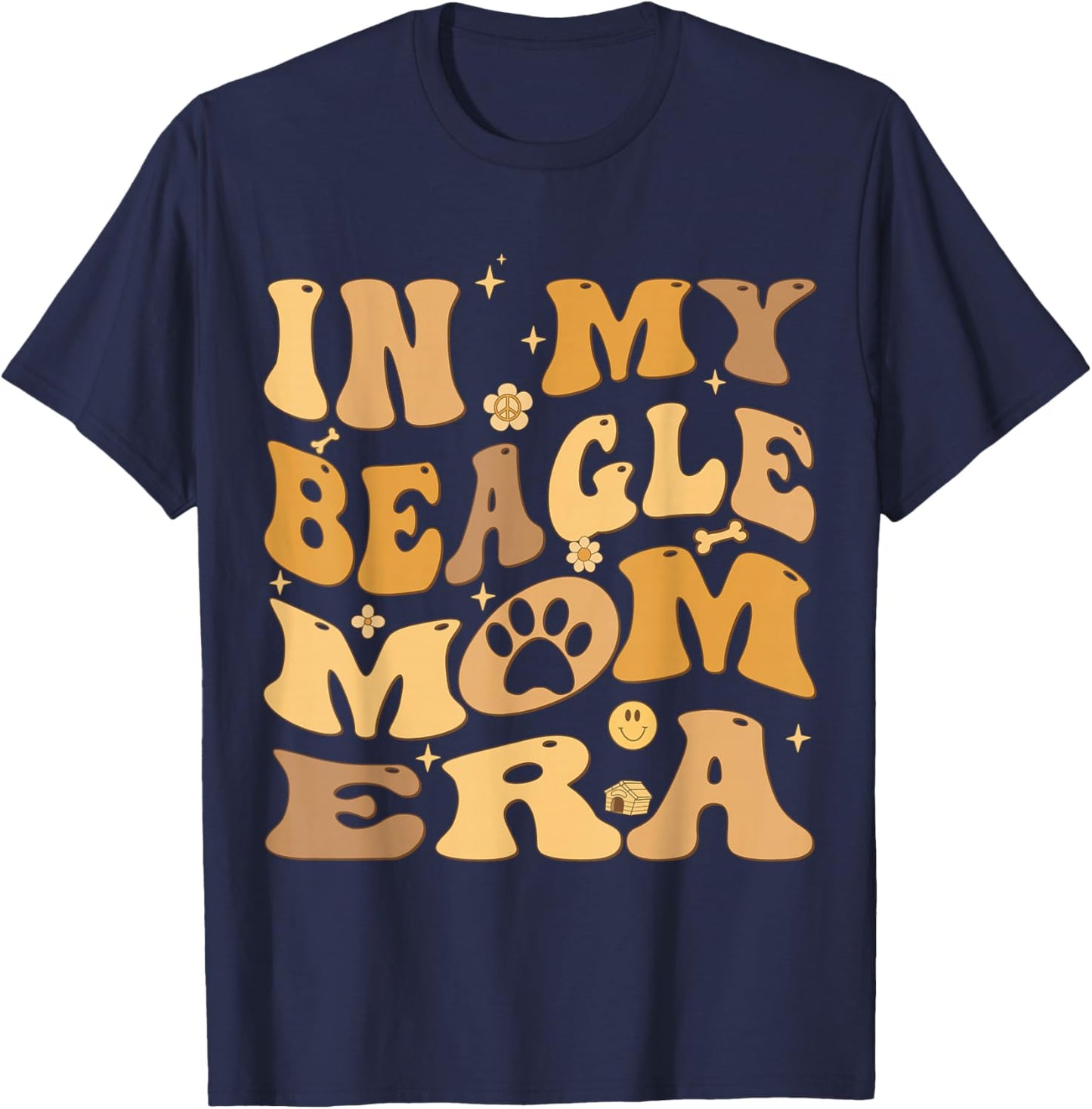In My Beagle Mom Era Groovy T-Shirt - T-Shirt | Navy