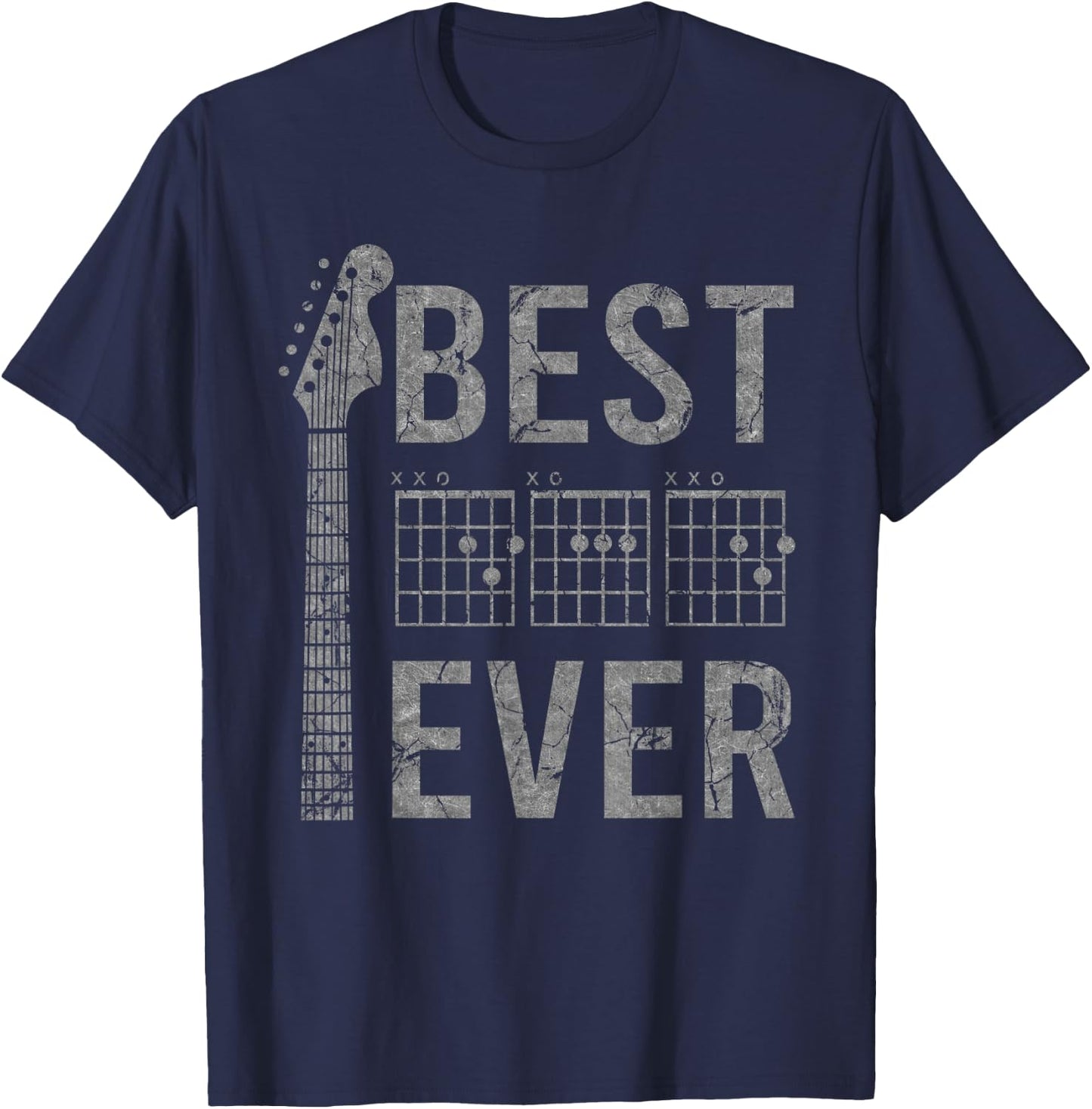 Best Dad Ever Chord Guitar Guitarist Father's Day Musician T-Shirt - T-Shirt | Navy