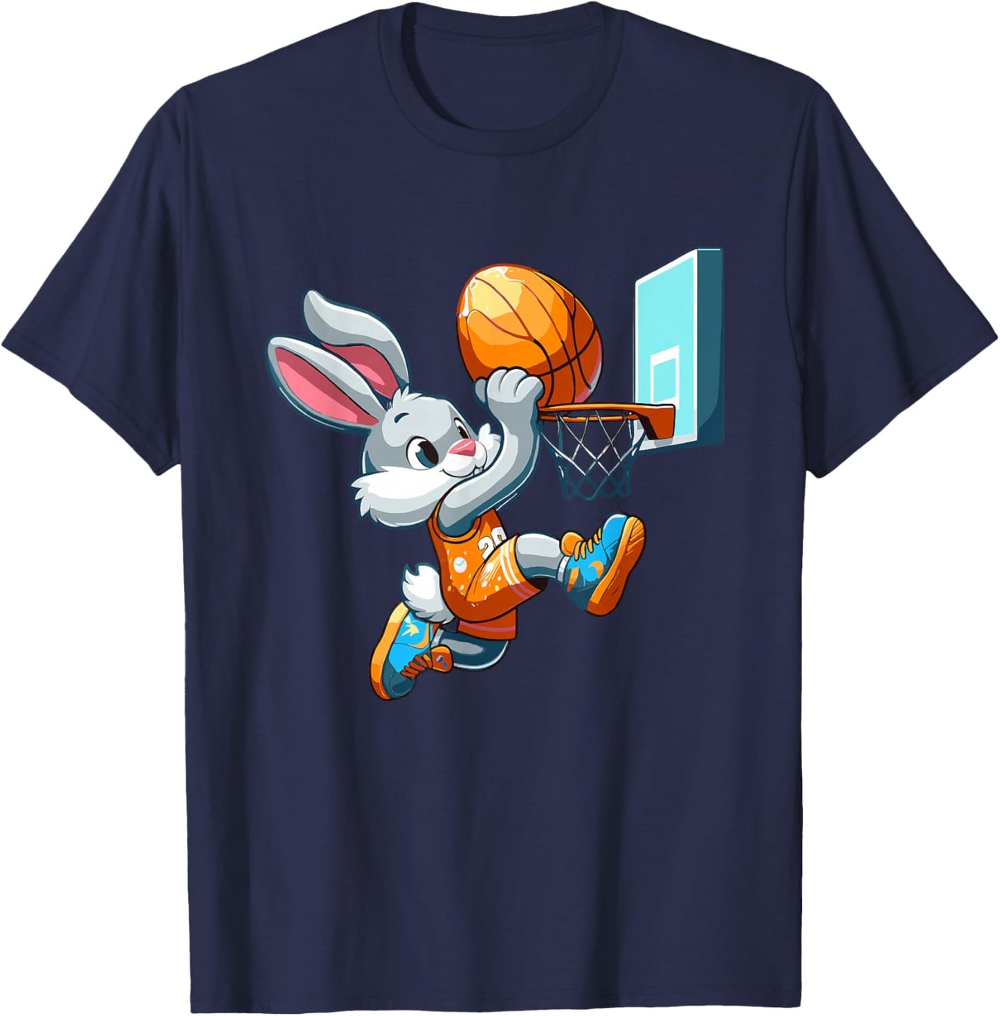 Bunny Rabbit Playing Dunking Basketball Easter Egg Dunk Kids T-Shirt - T-Shirt | Navy