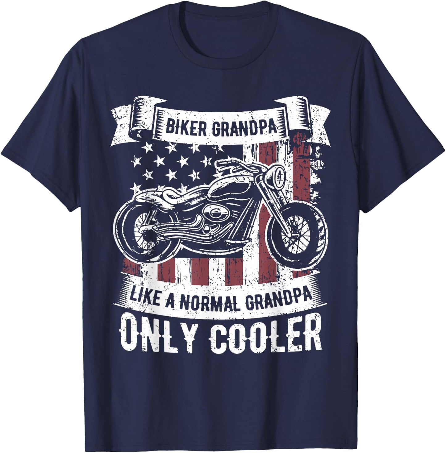 Biker Grandpa Ride Motorcycles Motorcycle Lovers Rider Gift T-Shirt - T-Shirt | Navy