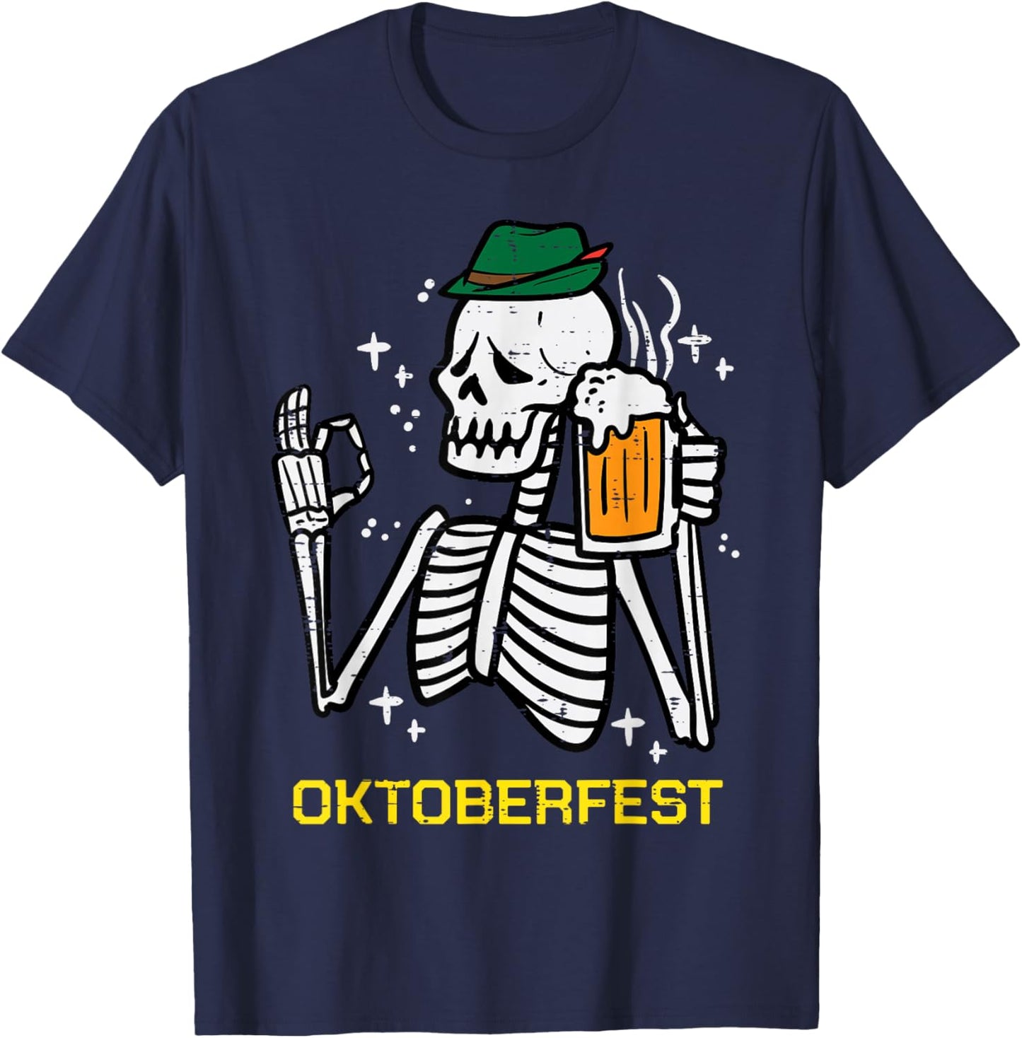 Skeleton Oktoberfest Bavarian Octoberfest German Halloween T-Shirt - T-Shirt | Navy
