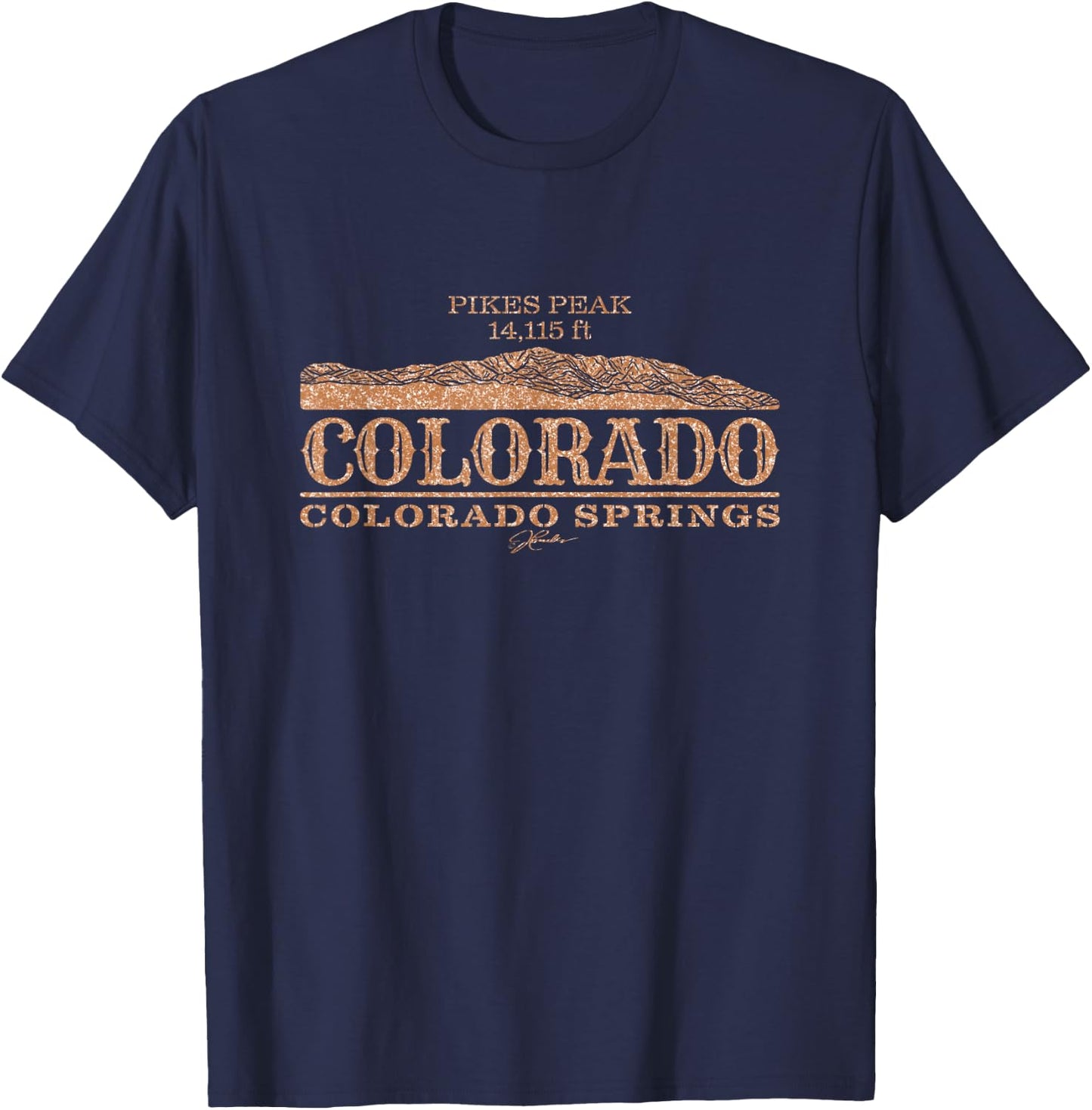 JCombs: Colorado Springs, CO with Pikes Peak T-Shirt - T-Shirt | Navy