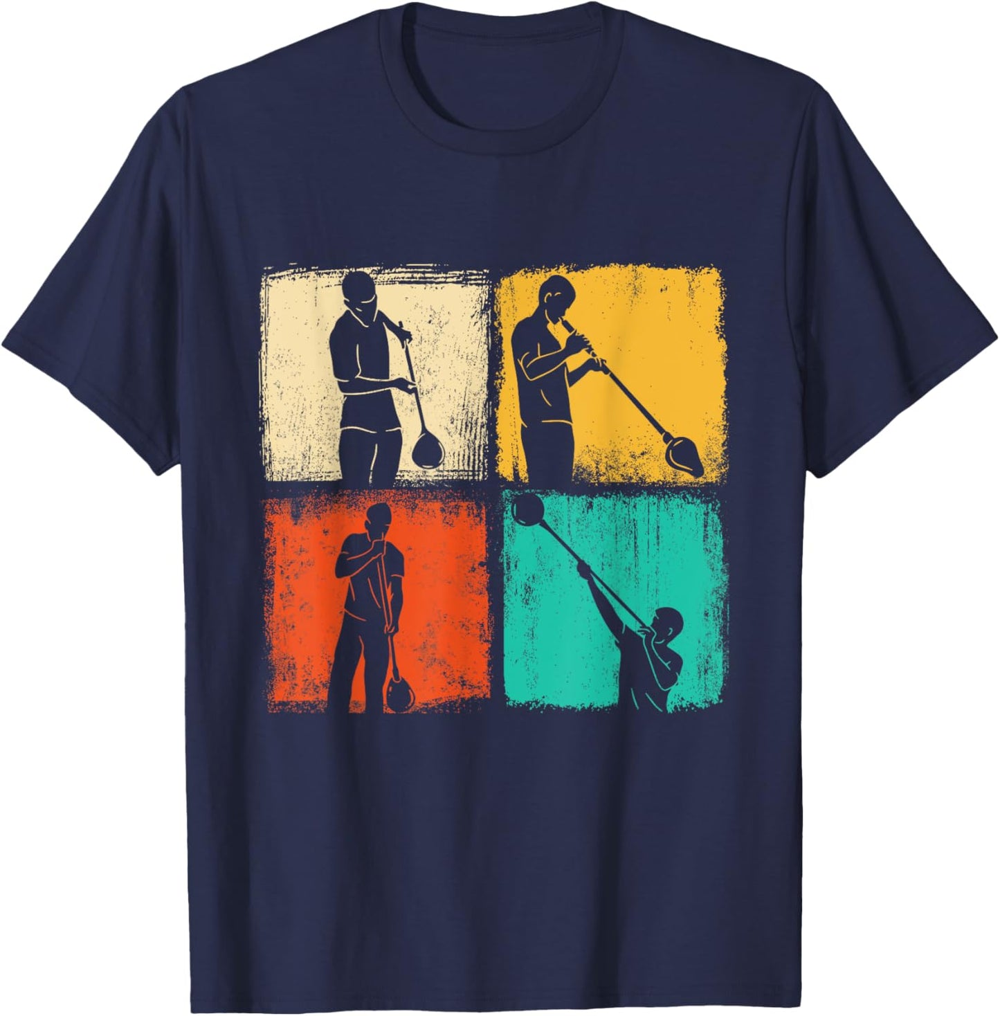 Retro Square Glassblower - Glassblowing Hobbyist T-Shirt - T-Shirt | Navy
