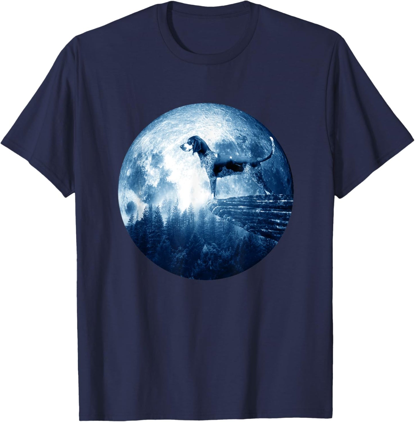 Bluetick Coonhound Dog Moon Dog Mom Dad Women Men Dog Lovers T-Shirt - T-Shirt | Navy