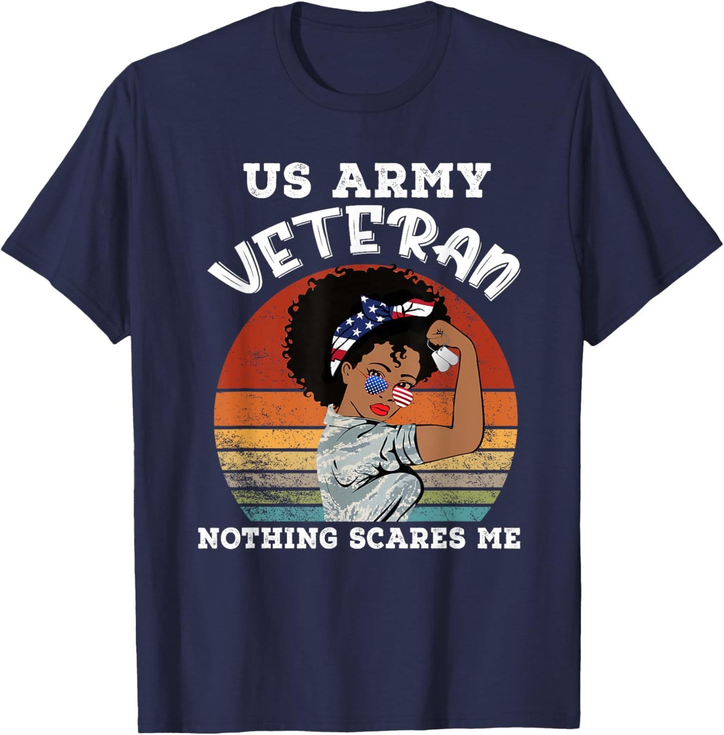 African American Woman Army Veteran Black Woman Army Veteran T-Shirt - T-Shirt | Navy